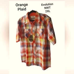 Men's Evolution In Design Fine Quality Shirt Double Button Pockets  2XL Plaid